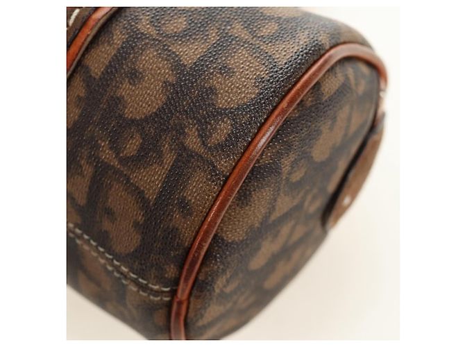 Borsa Christian Dior Trotter Canvas Romantic PVC Marrone Argento Auth 189127M - vista 12