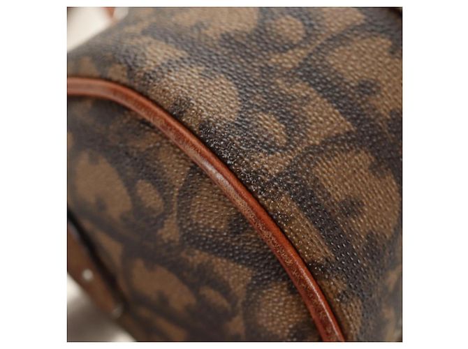 Borsa Christian Dior Trotter Canvas Romantic PVC Marrone Argento Auth 189127M - vista 13