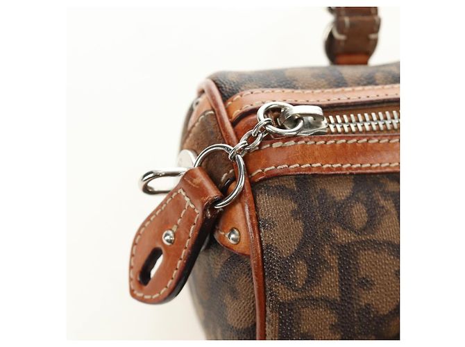 Borsa Christian Dior Trotter Canvas Romantic PVC Marrone Argento Auth 189127M - vista 16