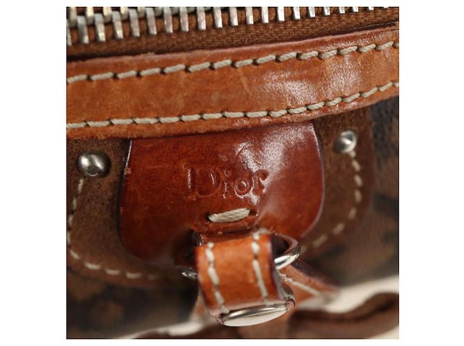 Borsa Christian Dior Trotter Canvas Romantic PVC Marrone Argento Auth 189127M - vista 17