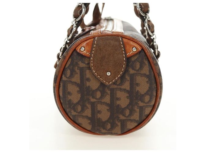 Borsa Christian Dior Trotter Canvas Romantic PVC Marrone Argento Auth 189127M - vista 4