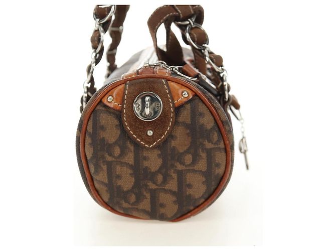 Borsa Christian Dior Trotter Canvas Romantic PVC Marrone Argento Auth 189127M - vista 5