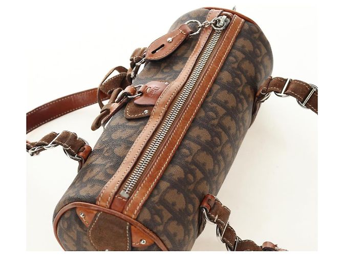 Borsa Christian Dior Trotter Canvas Romantic PVC Marrone Argento Auth 189127M - vista 6