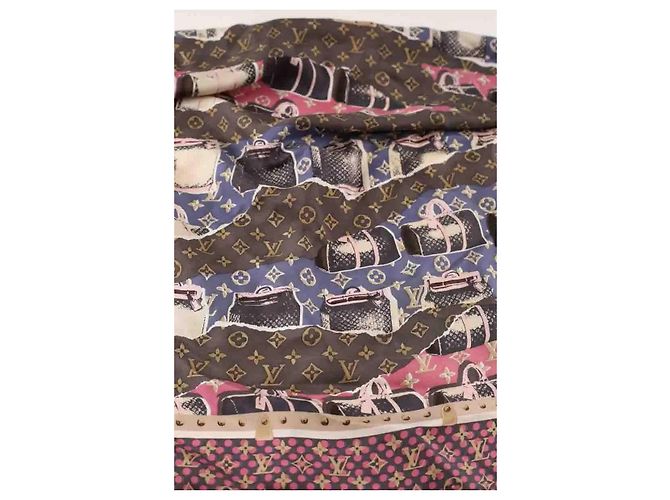 Carré Louis Vuitton in seta marrone - vista 4
