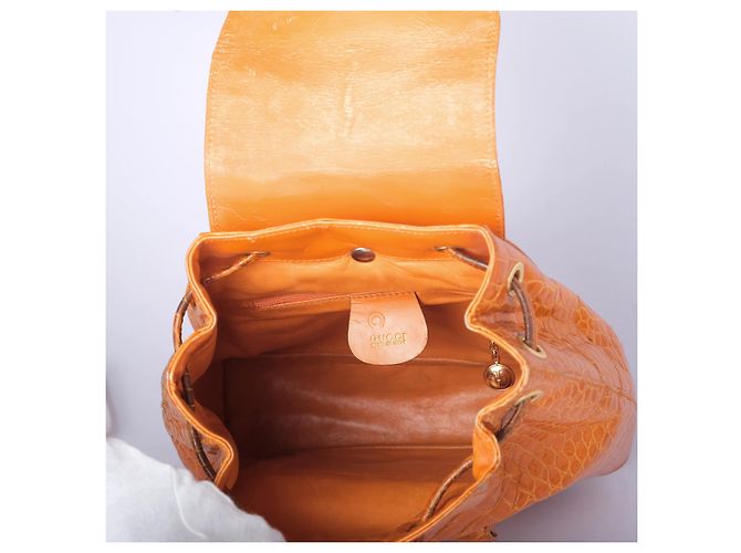 Bamboo Mini zaino Gucci in pelle e bambù marrone Arancione - vista 10
