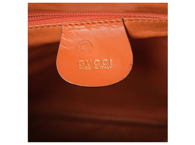 Bamboo Mini zaino Gucci in pelle e bambù marrone Arancione - vista 12