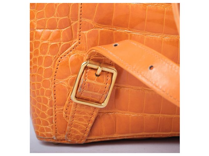 Bamboo Mini zaino Gucci in pelle e bambù marrone Arancione - vista 6