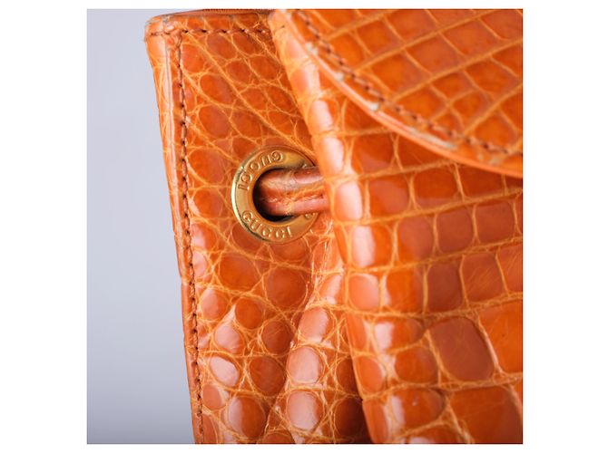 Bamboo Mini zaino Gucci in pelle e bambù marrone Arancione - vista 9
