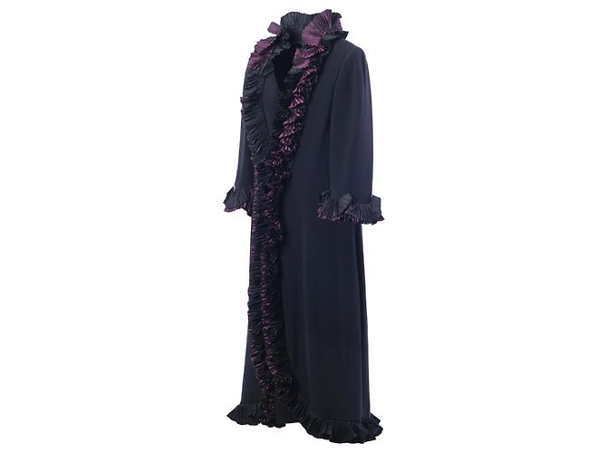 Autre Marque Vestido de Alta Costura Roberto Capucci com Babados Plissados Cinza Bordeaux - vista 2