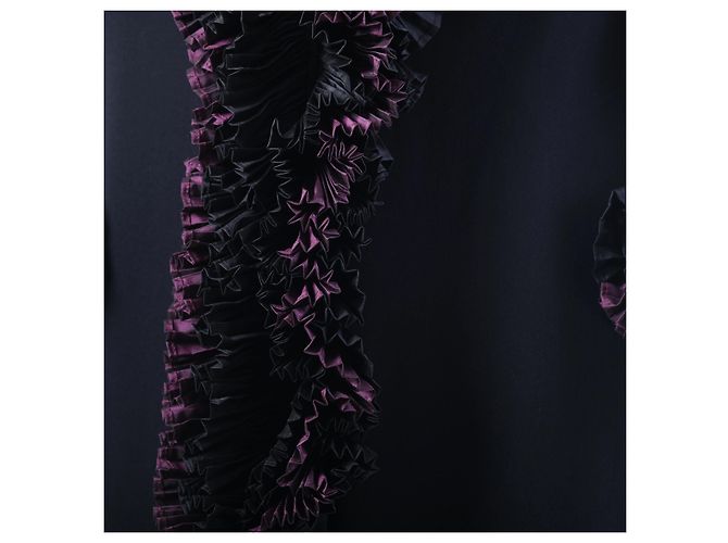 Autre Marque Vestido de Alta Costura Roberto Capucci com Babados Plissados Cinza Bordeaux - vista 5