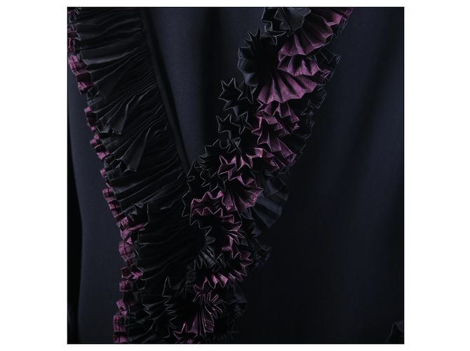 Autre Marque Vestido de Alta Costura Roberto Capucci com Babados Plissados Cinza Bordeaux - vista 6