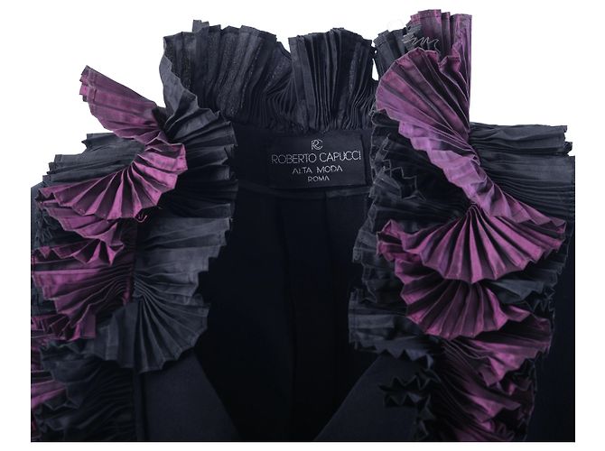Autre Marque Vestido de Alta Costura Roberto Capucci com Babados Plissados Cinza Bordeaux - vista 9