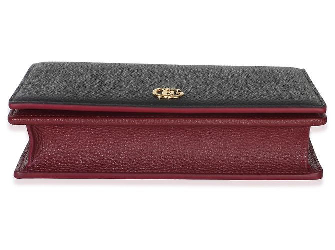 Portafoglio Gucci GG Chain in pelle di vitello Dollar nero e rosso - vista 2