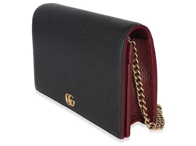 Portafoglio Gucci GG Chain in pelle di vitello Dollar nero e rosso - vista 3