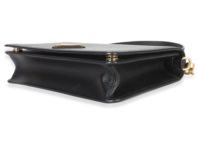 Borsa con patta a catena e logo triangle in Saffiano nero Prada - vista 6