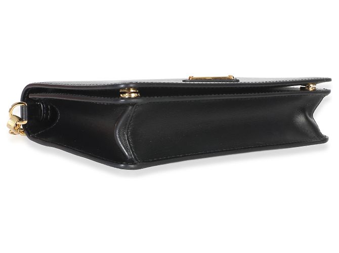 Borsa con patta a catena e logo triangle in Saffiano nero Prada - vista 7