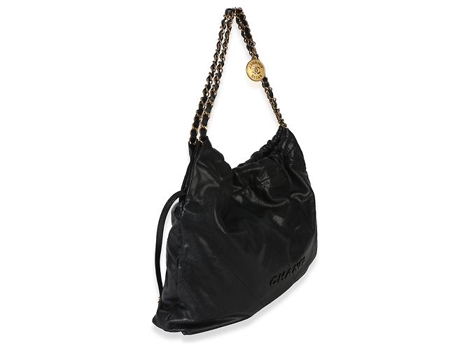 Borsa Hobo Chanel 22 in Caviar Trapuntato So Black Nero - vista 4