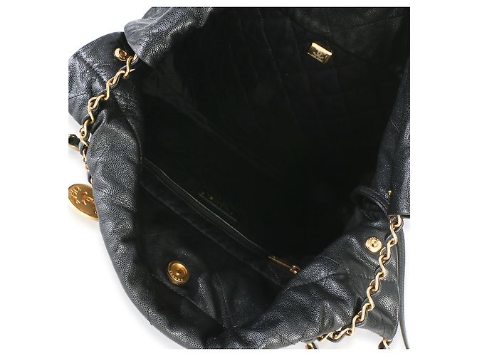 Borsa Hobo Chanel 22 in Caviar Trapuntato So Black Nero - vista 5