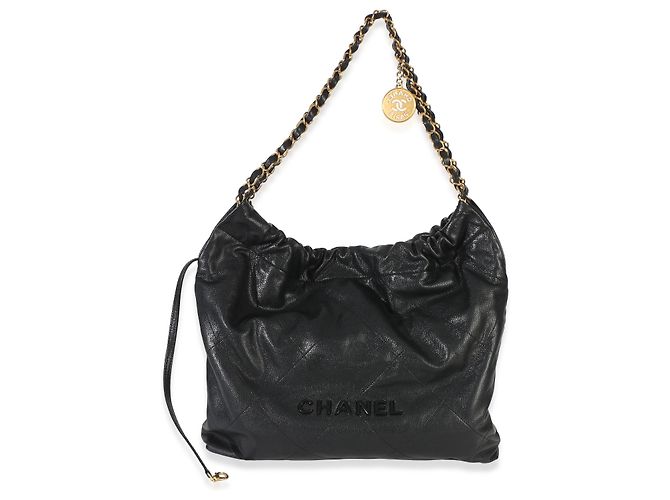 Borsa Hobo Chanel 22 in Caviar Trapuntato So Black Nero - vista 8