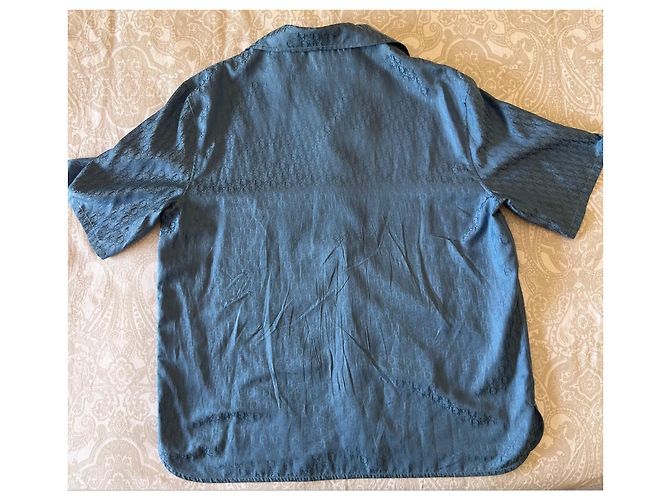 Completo camicia e pantaloncini in seta Dior Oblique Bleu Blu - vista 5
