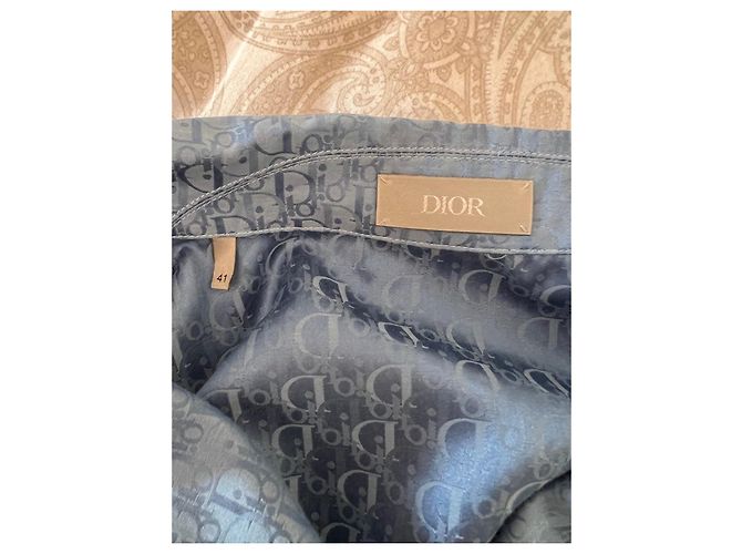 Completo camicia e pantaloncini in seta Dior Oblique Bleu Blu - vista 7