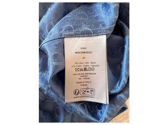 Completo camicia e pantaloncini in seta Dior Oblique Bleu Blu - vista 8