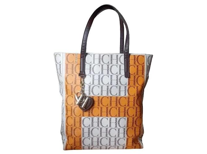 Borsa Tote Carolina Herrera Marrone Bianco Arancione - vista 4