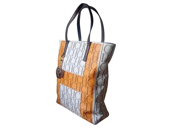Borsa Tote Carolina Herrera Marrone Bianco Arancione - vista 6