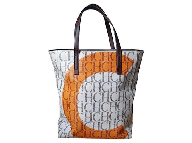 Borsa Tote Carolina Herrera Marrone Bianco Arancione - vista 7