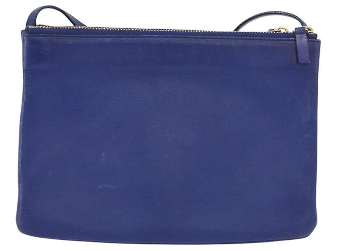 Céline Celine Trio in Pelle Small Blu - vista 2
