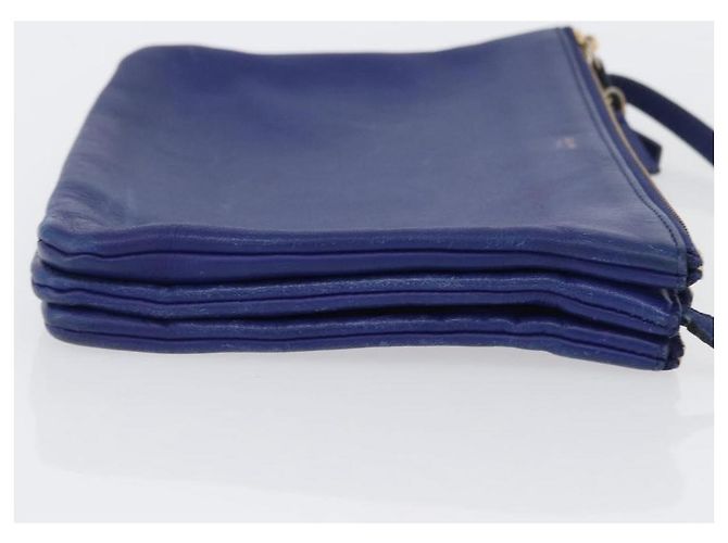 Céline Celine Trio in Pelle Small Blu - vista 3
