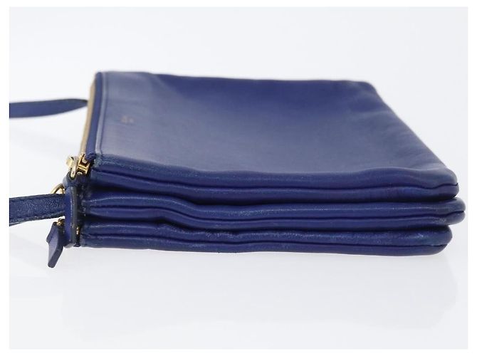 Céline Celine Trio in Pelle Small Blu - vista 4
