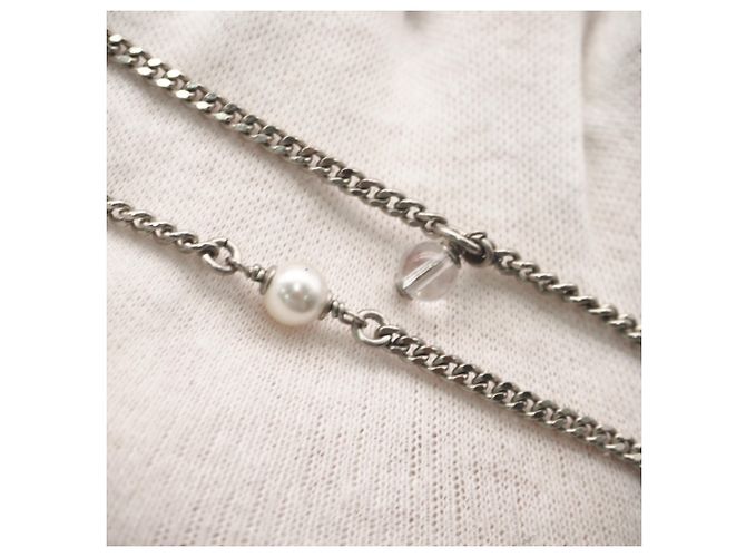 Collana di perle finte Chanel Coco Mark Argento - vista 6
