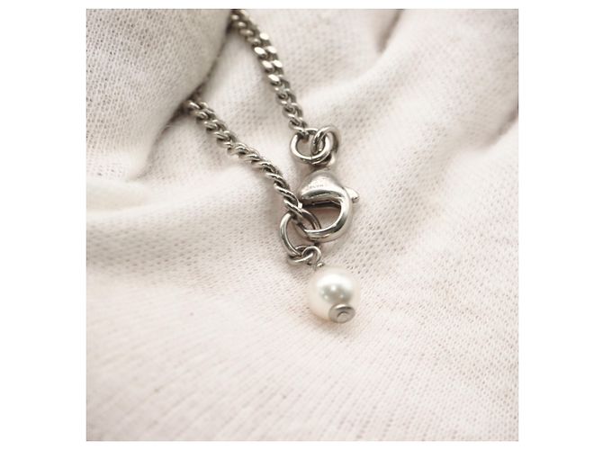 Collana di perle finte Chanel Coco Mark Argento - vista 7