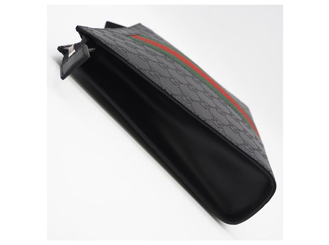 Clutch Gucci Sherry Line Nero Rosso Verde - vista 7