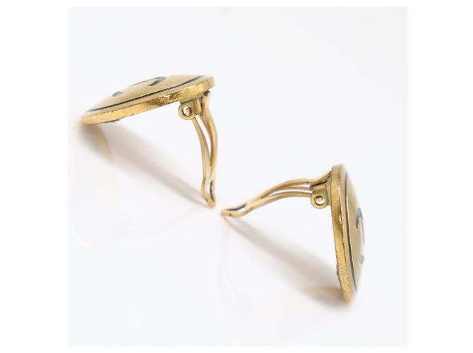 Orecchini a clip tondi Chanel Coco Mark Nero D'oro - vista 6