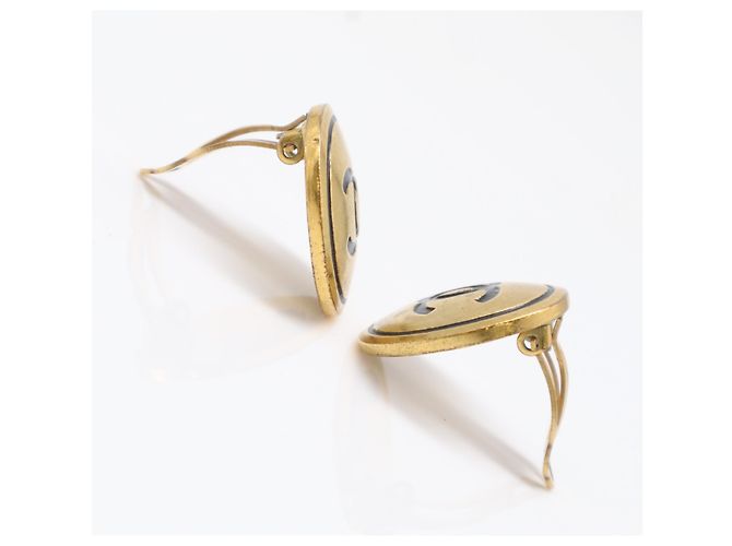 Orecchini a clip tondi Chanel Coco Mark Nero D'oro - vista 7