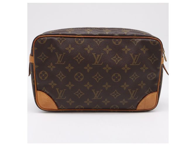 Clutch Louis Vuitton Monogram Compiegne 28 Marrone Beige - vista 3