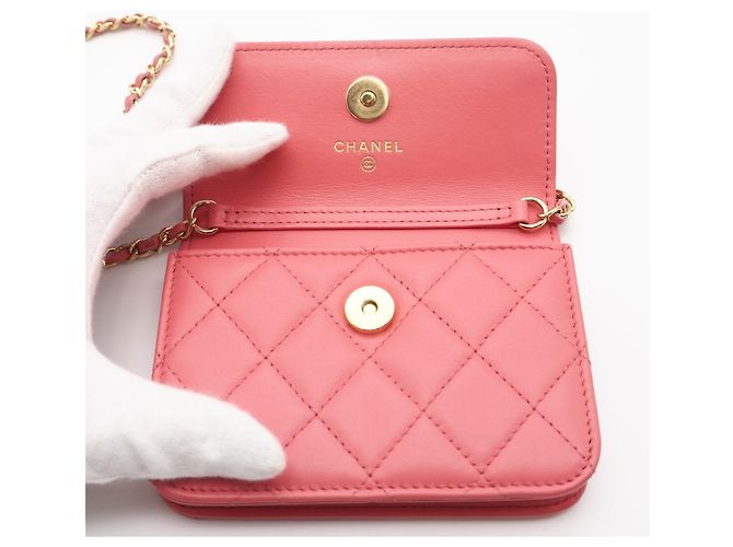 CHANEL Matelassé Bejeweled Lambskin Chain Shoulder Bag Rosa - vista 12