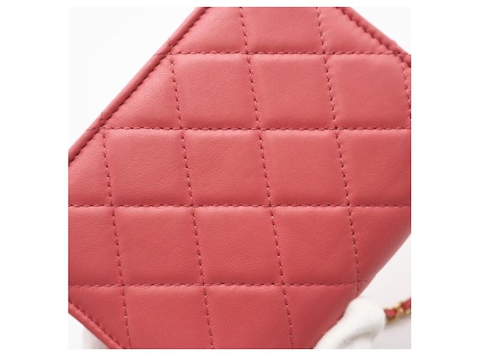 CHANEL Matelassé Bejeweled Lambskin Chain Shoulder Bag Rosa - vista 8