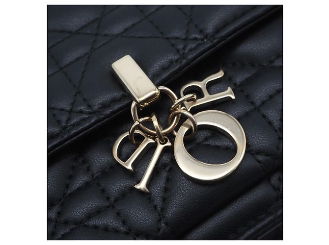Pochette Daily Chain in agnello cannage Christian Dior Nero - vista 10