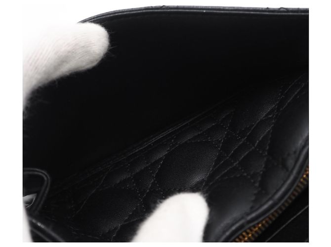 Pochette Daily Chain in agnello cannage Christian Dior Nero - vista 14