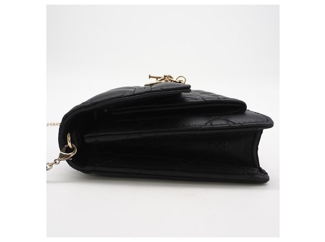 Pochette Daily Chain in agnello cannage Christian Dior Nero - vista 4