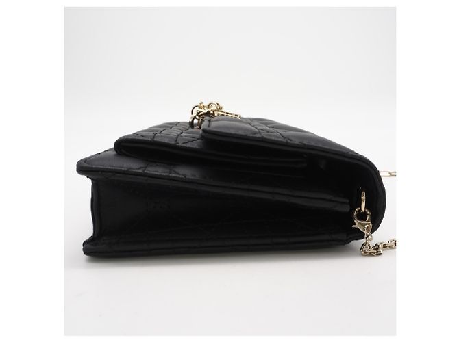 Pochette Daily Chain in agnello cannage Christian Dior Nero - vista 5