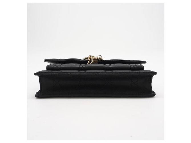 Pochette Daily Chain in agnello cannage Christian Dior Nero - vista 6