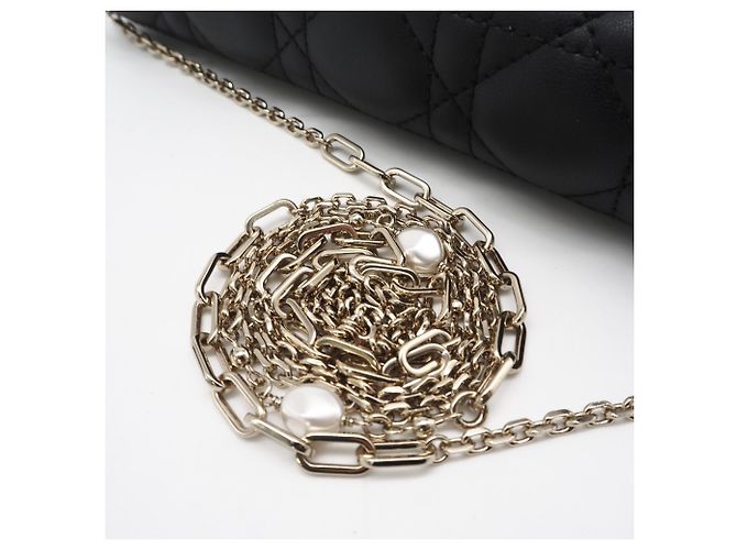 Pochette Daily Chain in agnello cannage Christian Dior Nero - vista 8