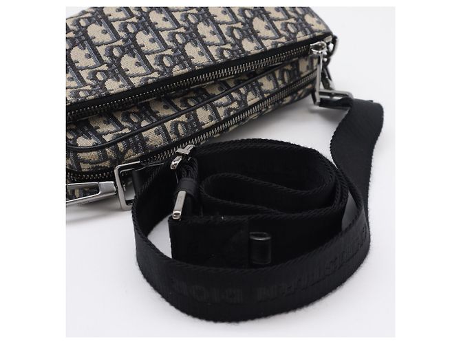 Borsa Saddle in jacquard Oblique Christian Dior Beige Blu navy - vista 12