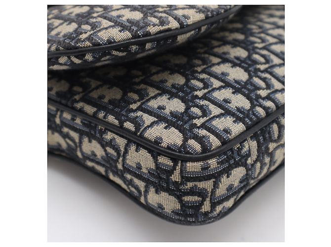 Borsa Saddle in jacquard Oblique Christian Dior Beige Blu navy - vista 14