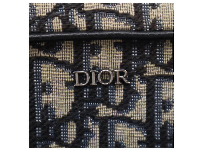 Borsa Saddle in jacquard Oblique Christian Dior Beige Blu navy - vista 16