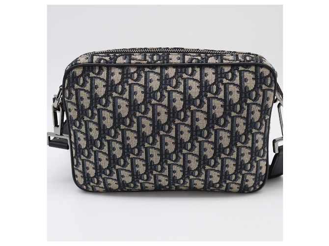 Borsa Saddle in jacquard Oblique Christian Dior Beige Blu navy - vista 2
